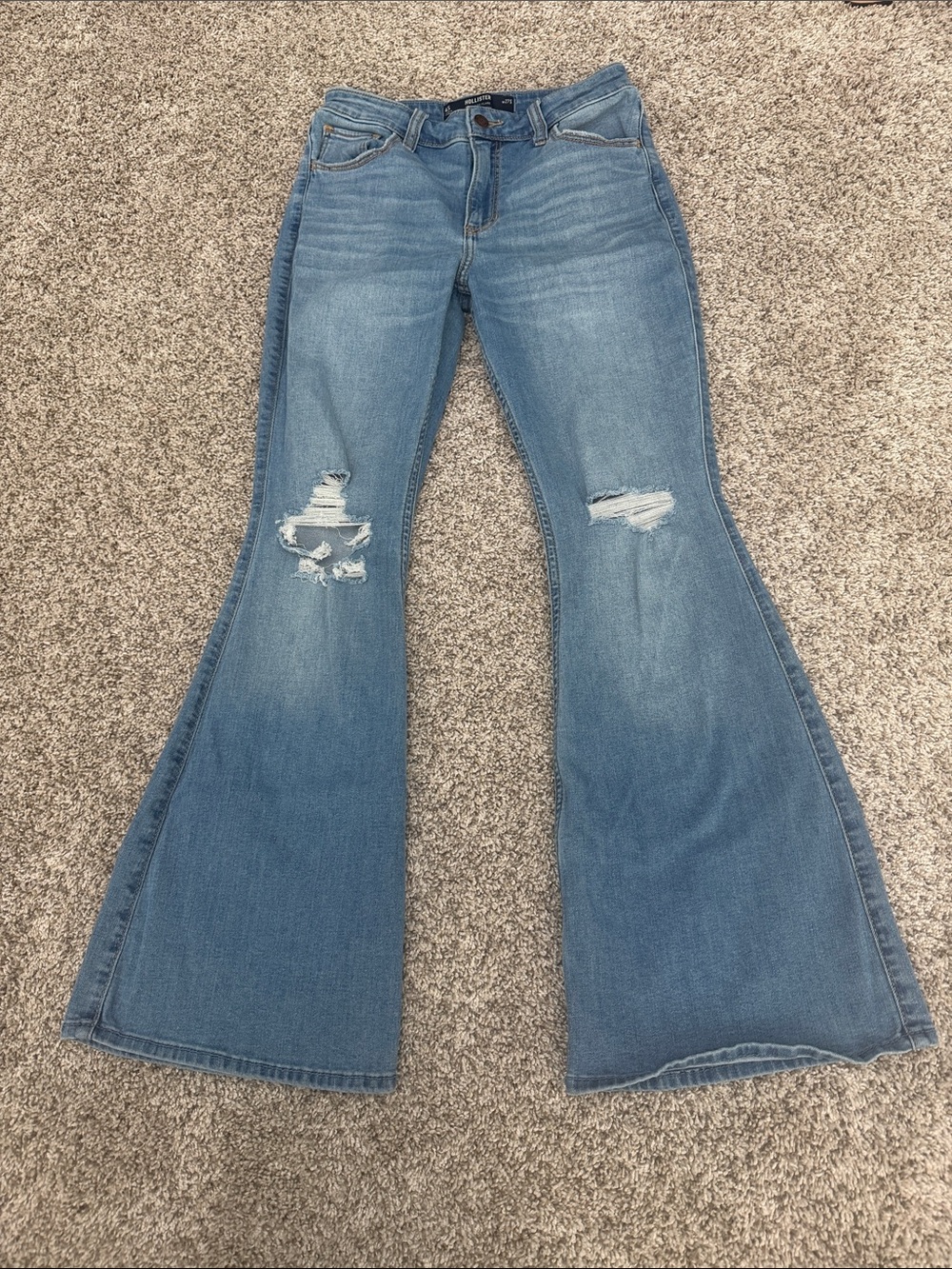 Hollister Light Blue Distressed Flare Jeans
